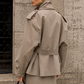 Women’s Long Lapel Coat with Lace-Up Detail for Office & Smart Casual Wear