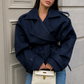 Women’s Long Lapel Coat with Lace-Up Detail for Office & Smart Casual Wear