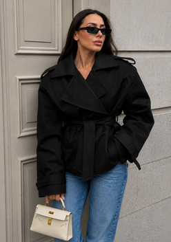 Women’s Long Lapel Coat with Lace-Up Detail for Office & Smart Casual Wear