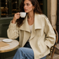 Women’s Double-Breasted Cropped Trench Coat with Heritage Detail for Autumn & Smart Casual Wear