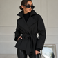 Women’s British-Style Double-Breasted Belted Trench Coat with Lapel Collar