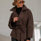 Women’s British-Style Double-Breasted Belted Trench Coat with Lapel Collar