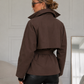 Women’s British-Style Double-Breasted Belted Trench Coat with Lapel Collar