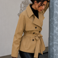 Women’s British-Style Double-Breasted Belted Trench Coat with Lapel Collar