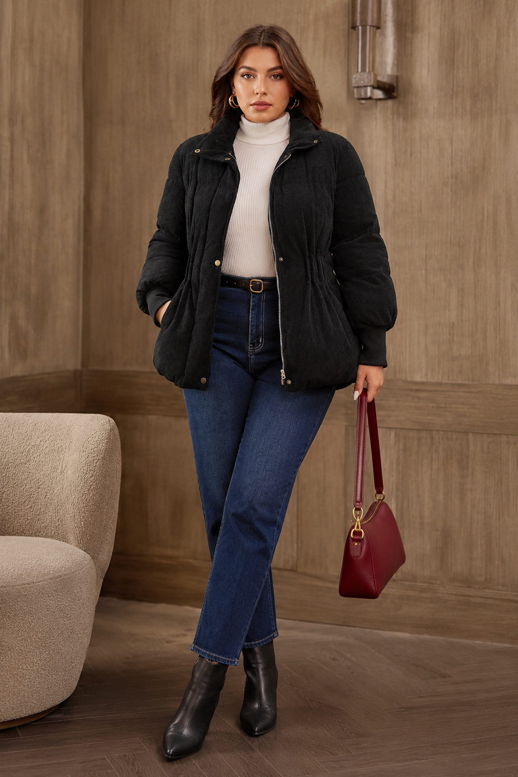 Women’s Lightweight Down Puffer Coat with Stand Collar for Winter & Everyday Wear