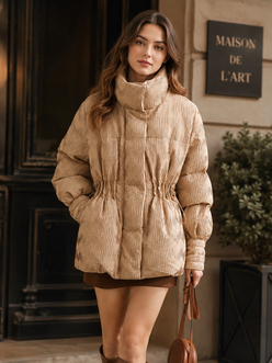 Women’s Lightweight Down Puffer Coat with Stand Collar for Winter & Everyday Wear