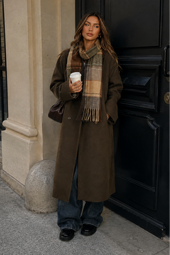 Women’s Double-Breasted Wool Blend Long Coat