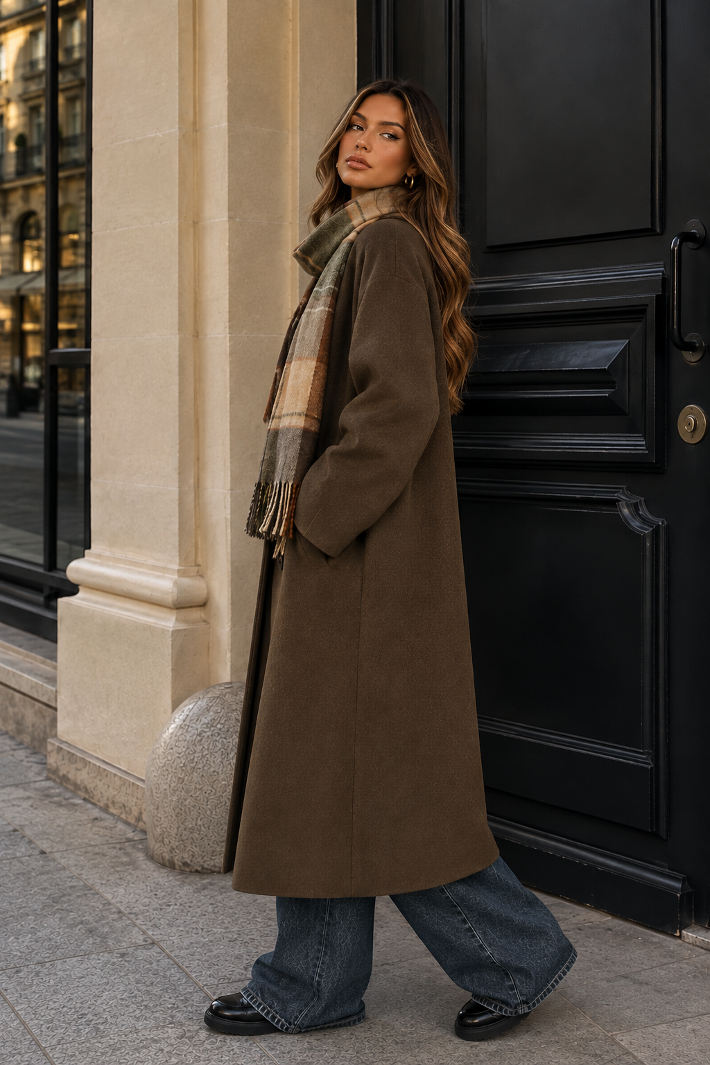 Women’s Double-Breasted Wool Blend Long Coat