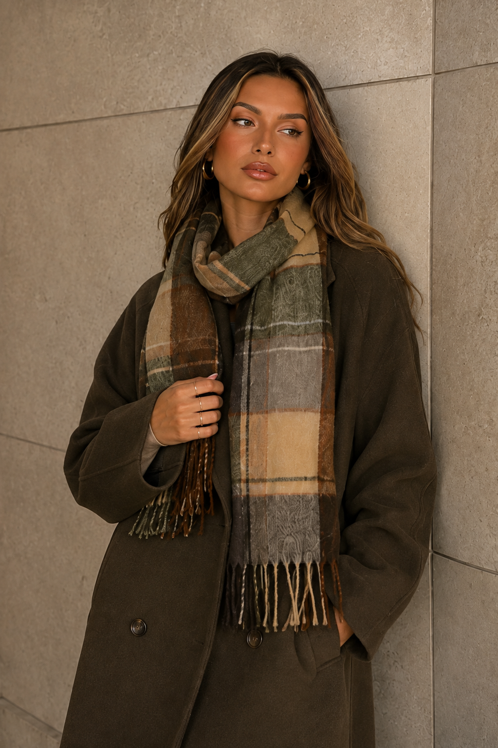 Women’s Double-Breasted Wool Blend Long Coat