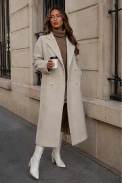 Women’s Double-Breasted Wool Blend Long Coat