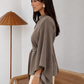 Women’s Stand Collar Batwing Sleeve Top with Relaxed Fit