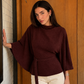 Women’s Stand Collar Batwing Sleeve Top with Relaxed Fit