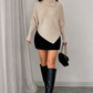 Women’s Asymmetrical Batwing High-Neck Knit Jumper