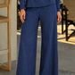 Women's Striped Belted Top & Trouser Co-Ord Set – Navy Blue