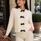 Women’s Cable Knit Bow Cardigan with Tie-Front Detail