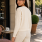 Women’s Cable Knit Bow Cardigan with Tie-Front Detail