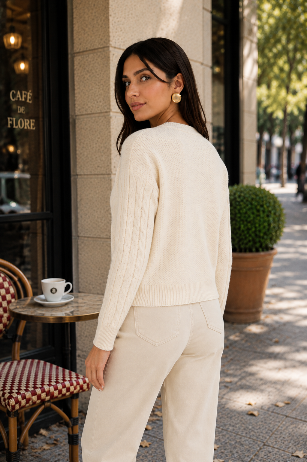 Women’s Cable Knit Bow Cardigan with Tie-Front Detail