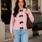 Women’s Cable Knit Bow Cardigan with Tie-Front Detail