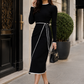 Women’s Draped Bodycon Knit Dress with Sculpted Fit