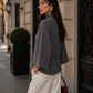 Women’s Dark Grey Semi-High Neck Knit Jumper with Bell Sleeves
