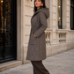 Women’s Long Quilted Puffer Coat with Faux Fur Collar for Winter & Cold Weather Wear