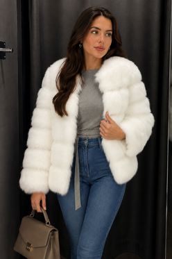 Women’s Cosy Faux Fur Jacket with Plush Finish for Winter & Evening Wear