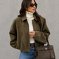Women’s Suede-Effect Batwing Jacket with Lapel Collar for Casual & Winter Wear