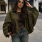 Women’s Suede-Effect Batwing Jacket with Lapel Collar for Casual & Winter Wear