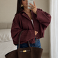 Women’s Suede-Effect Batwing Jacket with Lapel Collar for Casual & Winter Wear