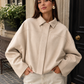Women’s Suede-Effect Batwing Jacket with Lapel Collar for Casual & Winter Wear