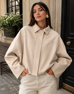 Women’s Suede-Effect Batwing Jacket with Lapel Collar for Casual & Winter Wear