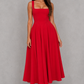 Women’s Square Neck A-Line Midi Dress for Work & Occasion Wear