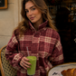 Women’s Panelled Plaid Zip-Up Jacket with Stand Collar for Casual & Everyday Wear