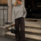 Women’s Oversized Plaid Cropped Bomber Jacket with Zip Front