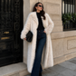 Women’s Long Fur Coat with Fluffy Texture