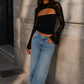 Women’s Lace Long Sleeve Overlay Top with Strapless Bodice