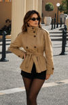 Women’s Short Belted Trench Coat with Waist Tie for Casual & Smart Wear