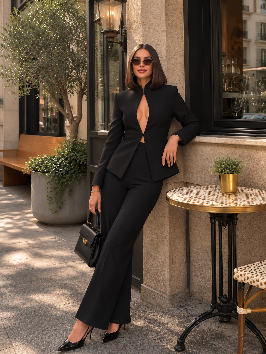 Women’s Sculpted Cut-Out Blazer with Tailored Silhouette