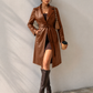 Women’s Slim Leather Trench Coat with Tailored Fit for Casual & Evening Wear