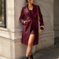 Women’s Slim Leather Trench Coat with Tailored Fit for Casual & Evening Wear