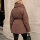 Women’s Belted Puffer Jacket with Front Zipper for Winter & Casual Wear