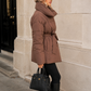 Women’s Belted Puffer Jacket with Front Zipper for Winter & Casual Wear