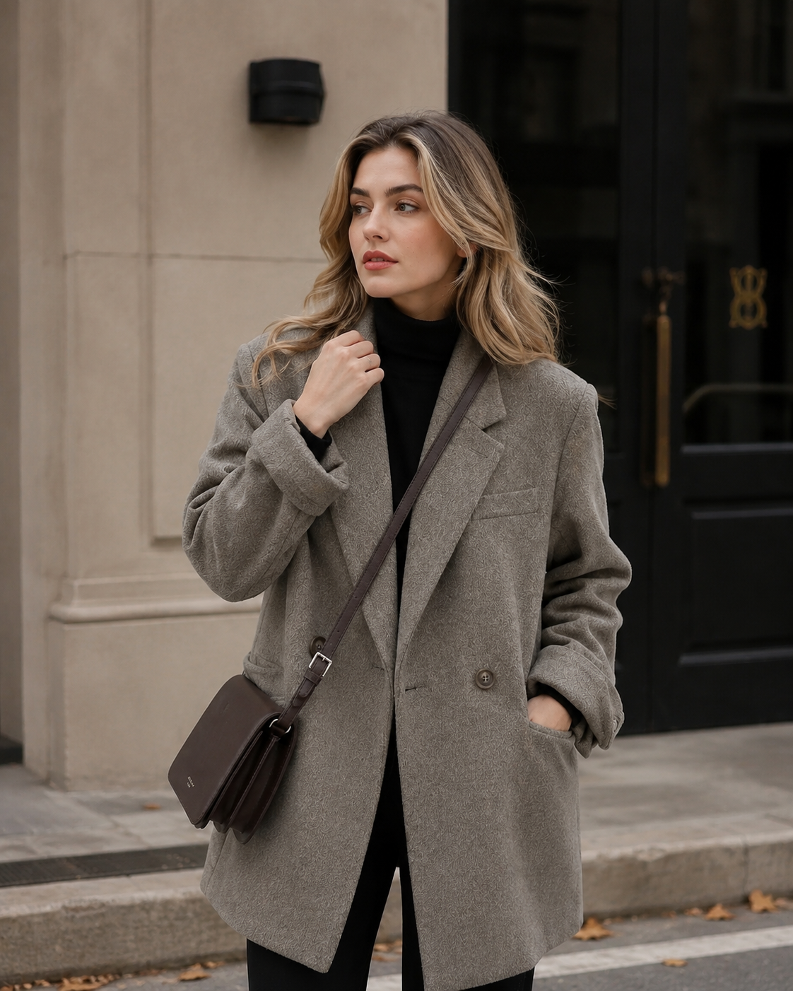 Women’s Thick Wool Blend Blazer with Cotton Lining for Office & Winter Wear