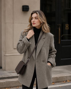 Women’s Thick Wool Blend Blazer with Cotton Lining for Office & Winter Wear