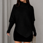 Women’s Asymmetrical Batwing High-Neck Knit Jumper