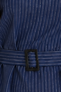 Women's Striped Belted Top & Trouser Co-Ord Set – Navy Blue