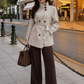Women’s High-Collar Double-Breasted Trench Coat with Raglan Sleeves