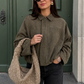 Women’s Vintage Bomber Jacket with Turn-Down Collar & Relaxed Fit