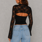 Women’s Lace Long Sleeve Overlay Top with Strapless Bodice