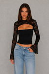 Women’s Lace Long Sleeve Overlay Top with Strapless Bodice